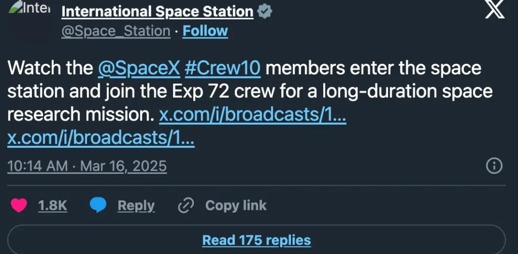 International Space Station Tweet