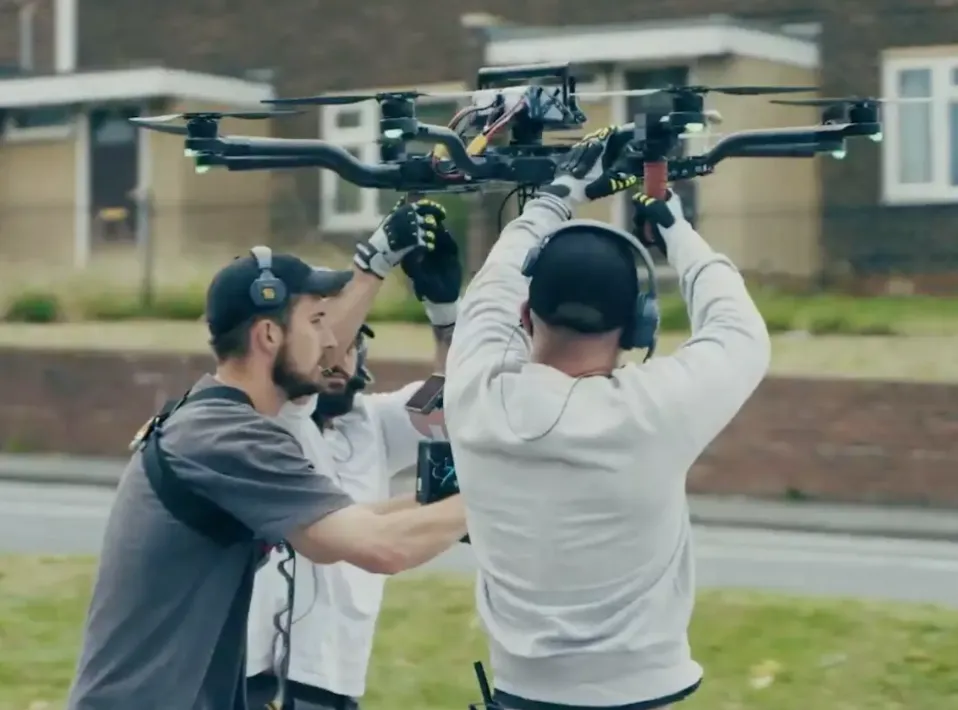 camera movements done by hand and drone operation.